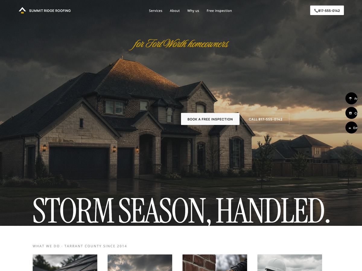 Summit Ridge Roofing homepage concept